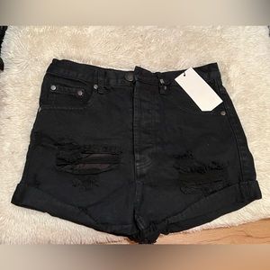 Tobi Hyperion high waisted denim shorts 25 jaguar